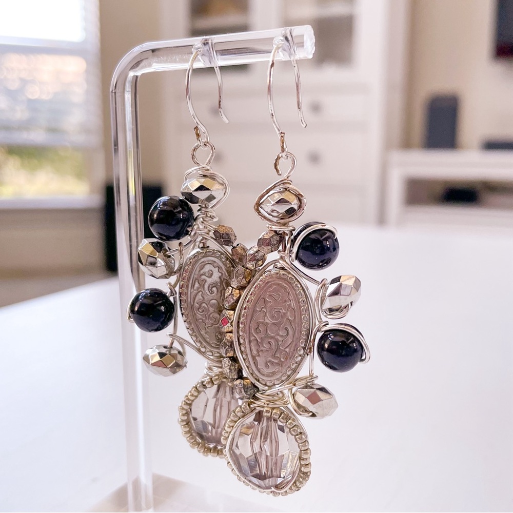 Black and Silver Earrings